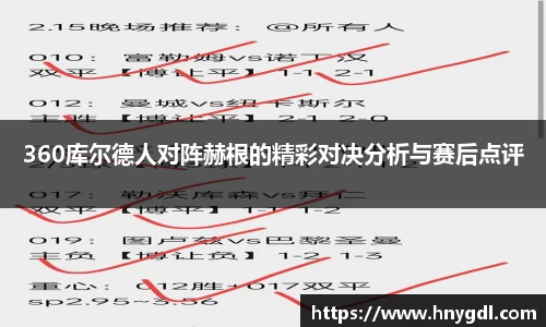 360库尔德人对阵赫根的精彩对决分析与赛后点评